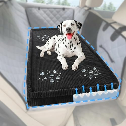 Loiion Auto Hundebett Mittelgroße, Hunde Rückbank rutschfest, Schwarz | Hundekissen für Auto Rückbank, Abnehmbar Waschbar Weich Komfortabel Rutschfeste Hundematte Haustierfreundlich 127×62x5cm