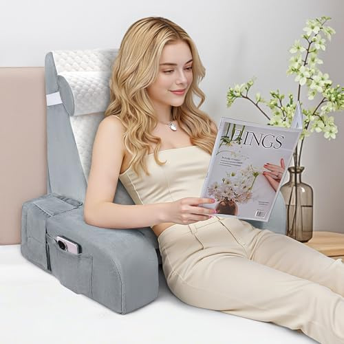 Reading Pillow for Adults, 5PCS Bed Rest Pillow with Detachable Neck Roll | Extended Support Armrests for Sitting in Bed Couch or Floor-Backrest Reading Pillow Adult Back Pillow for Watching TV/Gaming