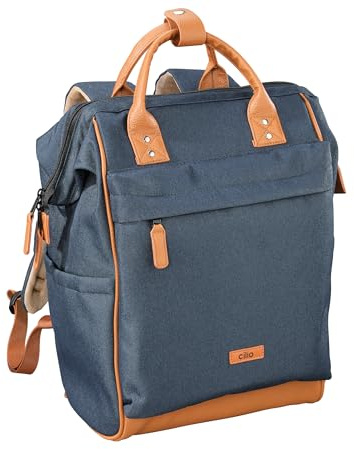 Cilio Rucksack ELBA dunkelblau 19 L, 30×17×45 cm, Polyester, außen wasserabweisend, Innenbeschichtung, Kunstlederboden, Reißverschluss-Fronttasche, Laptopfach 29x27 cm, Schultergurte gepolstert