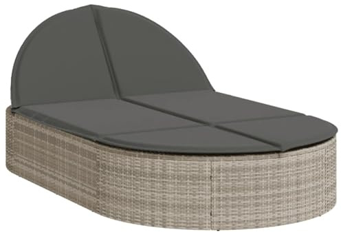 ATOMSTACK MAKER HOMELEN Doppel-Sonnenliege aus UV-beständigem Poly-Rattan mit Verstellbarer Rückenlehne und waschbaren Kissen – Hellgrau, 110x200 cm – für Garten, Terrasse & Balkon