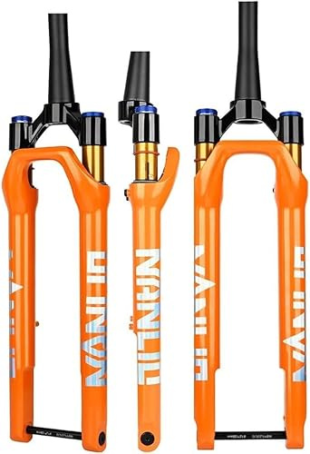 WIQUYBML 700C Gravel Road Bike Suspension Fork, 60mm Travel, 1-1/2 Tapered Axle, 100x12mm Thru Front Disc Brake, Manual Lockout B