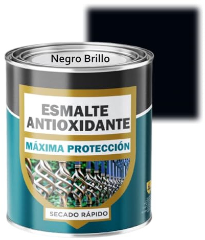 SPSIL Esmalte Antioxidante Negro Brillo 750ml Directo sobre Óxido Pintura Antióxido Metal Hierro Uso Exterior e Interior