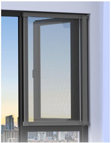Coulissante Moustiquaire Fenetre Enroulable Invisible avec Cadre Aluminium | Sur Mesure Volet Roulant Manuel, Store Enrouleur Sans Percage Extensible Moustiquaire Fenêtre Rouleau