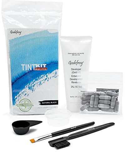 Godefroy Hair Color Tint Kit, Natural Black, 20 Applications, Root Touch-Up