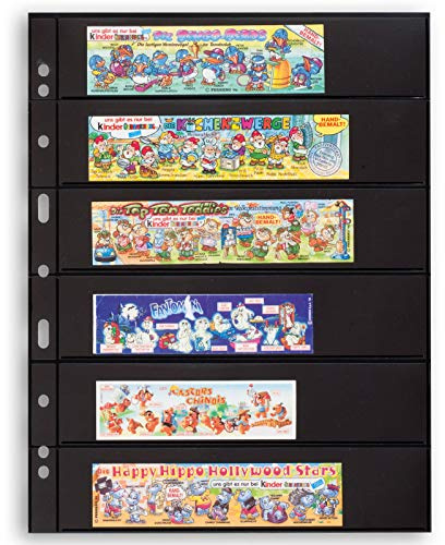 Leuchtturm 331156 Grande Kunststoffhüllen mit 6 waagerechten Streifen für Briefmarken, 242 x 312 mm, weichmacher- und säurefrei - Schwarz, 5er-Pack