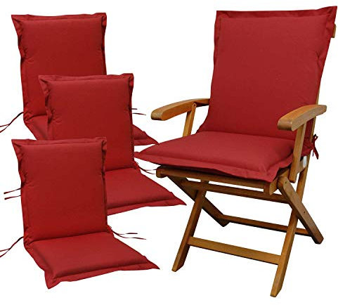 Indoba IND-70431-AUNL-4 4 x Sitzauflage Niederlehner Premium-extra dick-Rot-Serie Premium-IND-70431-AUNL-4 Polsterauflage