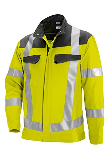 BP 2012-845-8653-52/54l Arbeitsjacke, Stehkragen, verdeckter Reißverschluss, 270,00 g/m² Stoffmischung, Warngelb/dunkelgrau, 52/54l