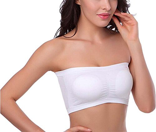 HOEREV, reggiseno a fascia, con imbottitura rimovibile, senza cuciture White S