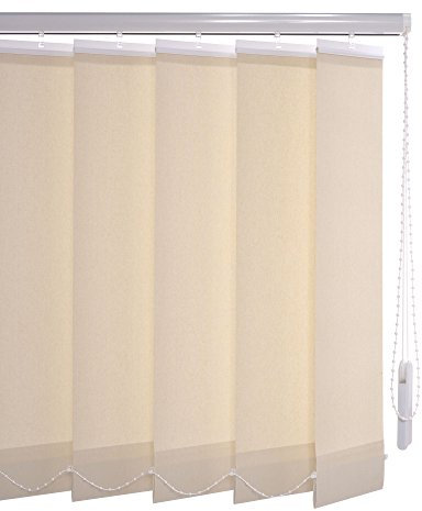 Liedeco Vertikalanlage Lamellenanlage Lamellenvorhang Vertikaljalousie | Lamellenbreite 127 mm | Höhe 180 cm, oder 250 cm | kürzbar | Creme, Cream (120 x 250 cm)