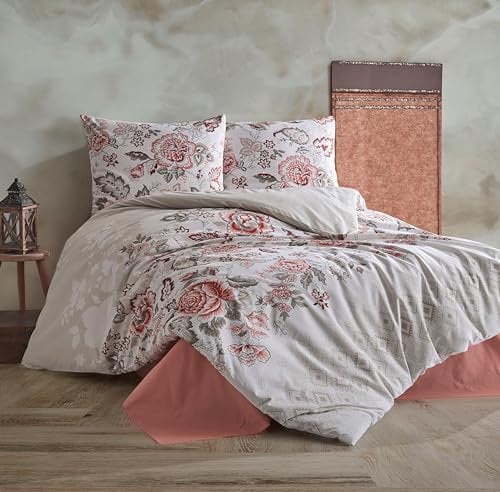 ZIRVEHOME Bettwäsche-Set 240x220cm, 3 teilig, Baumwolle Bettbezug, Minda V1