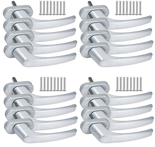 16 x Alu Fenstergriff in Silber F1 - Stiftlänge 40mm