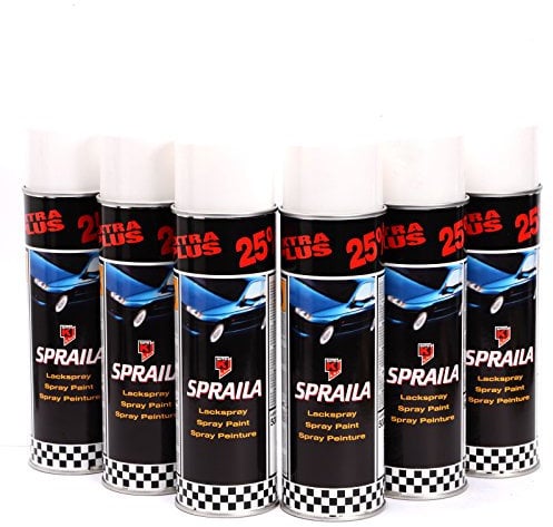 Spraila Lackspray 6x500ml Sprühlack Weiss glänzend Spraydose Autolack E0119