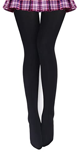 VERO MONTE 1 Pair Womens Opaque Fleece Lined Tights Plus Size Pantyhose (BLACK)