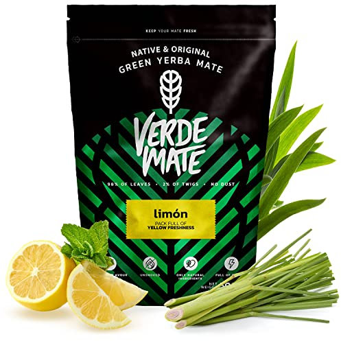 Verde Mate Green Limon Yerba Mate dal Brasile Fortemente stimolante yerba mate Senza glutine Non si tratta di secchi fumo (500g)
