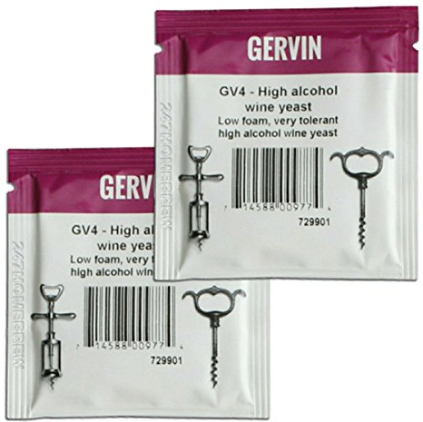 2X Gervin Yeast GV4(26) Purple Label High Alcohol Yeast 5g up to 21% 5-23L