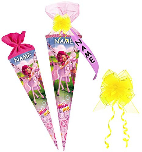 alles-meine.de GmbH Schultüte - Mia and Me - Einhorn Kyara - 22 cm - rund - incl. individueller Schleife - mit Namen - mit Tüllabschluß - Zuckertüte - mit/ohne Kunststoff S..