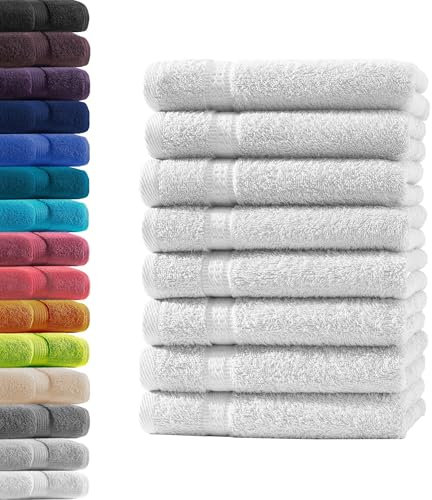 8X Gästetuch | Weiß | 100% Baumwolle Frottier | Oeko-TEX® Standard 100 | Premium Qualität 500 g/m²