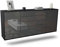 Dekati Sideboard Alexandria hängend (180x77x35cm) Korpus anthrazit matt - Front Hochglanz Grau - Push to Open - Leichtlaufschienen