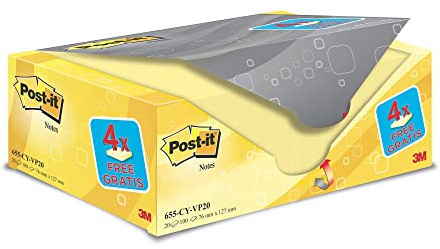 Post-it® Notes Canary Yellow 76 mm x 127 mm Promo Pack 100 Sheets/Pad 16 + 4 Free Pads/Pack 100% PEFC SGSCH-PEFC-COC-110078