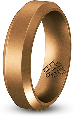 Knot Theory Ring für Herren, Antik-Gold, abgeschrägt, bequeme Passform, Silikon, 8 mm, Größe 13