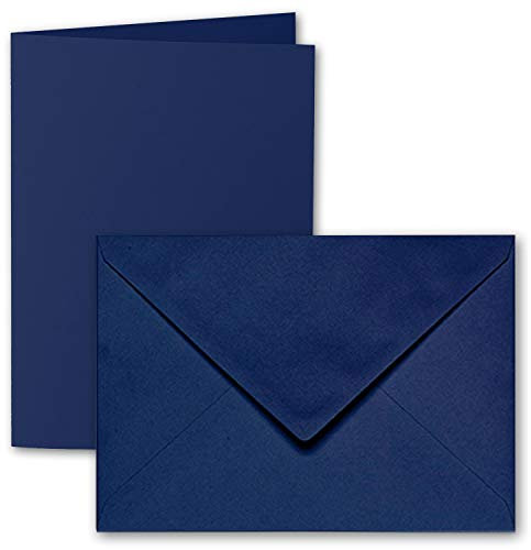 ARTOZ 50x DIN B6 Faltkarten-Set mit Umschlägen - classic blue (Blau) - 120 x 169 mm - gerippte Bastelkarten blanko mit Brief-Umschlägen - 220 g/m²