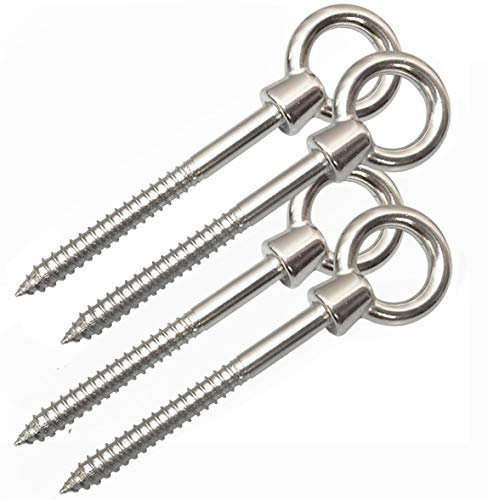AIVOOF 4Pack Heavy Duty Hammock Hanging Kit, Stainless Steel Eye Screw Hooks, 2600LB Capacity, Swing Hardware for Yoga Hammock Swing Chair, Indoor Outdoor