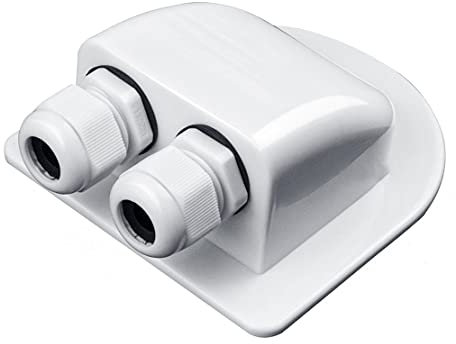 ILSSLI Solar Cable Entry Gland, Waterproof Solar Double Cable Connector Cover Solar Photovoltaic Plastic Bracket Curved ABS Dual Cable Entry Housing for Solar Panels of RV, Caravan Boat