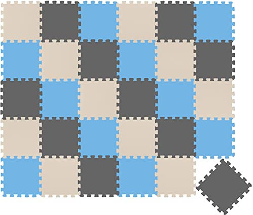 LittleTom 27 Teile Spielmatte Baby Puzzlematte ab Null - 30x30 cm Krabbelmatte Bodenmatte Kinder - Puzzle Teppich Kinderzimmer Matte - Outdoor Bodenschutzmatte Spielteppich Eva Schaumstoff Isomatte