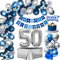 50. Geburtstag Deko, Luftballons 50.Geburtstag Männer mit Blau Silber Luftballons 50. Happy Birthday Banner, Folienballon 50.Konfetti Ballon für Männer Frauen Geburtstagsdeko 50 Jahre Mehrweg