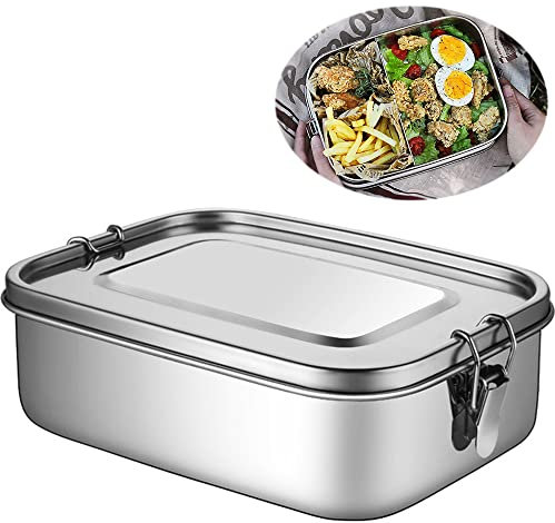 AYGCI Fiambrera de Acero Inoxidable Lunch box 800ml Fiambrera Acero Inoxidable Caja Bento a Prueba de Fugas Fiambrera, Adeucado Para Los Caja de Bento Adultos Para la Escuela, el Trabajo, Picnic
