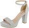 TOP Moda Plateau-Sandalen mit hohem Absatz, offener Zehenbereich, über dem Zehenriemen, silber, 42 EU
