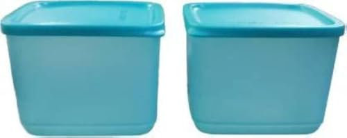 Tupperware Cubix - Contenitore grande in plastica per frigorifero, 1000 ml, confezione da 2, colore: Blu