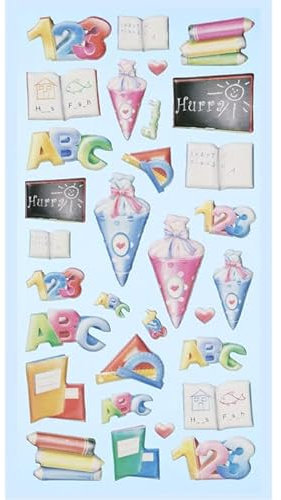 NEU SOFTY 3-D Sticker/Aufkleber, Schule/Einschulung II, 1 Bogen