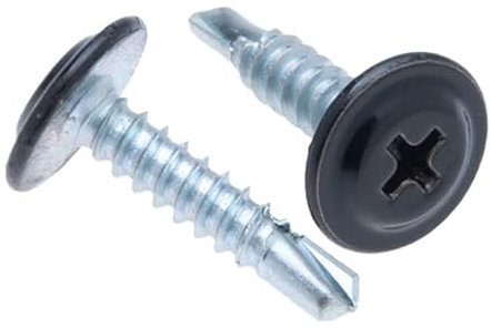 4.2 mm x 19 mm Mehrfarbige selbstschneidende, selbstbohrende Montageschrauben Phillips, Feingewinde und Flachkopf, pulverbeschichtet RAL9005 Jet black, Gehärtete Schrauben (250 st)