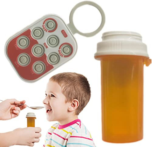 WEITING Pille Popper,Wiederverwendbarer Medikamenten-Erinnerungs-Tracker für Futterpillen - Memory Aid Medication Dose Tracker Button Recording Tracker Passend für die meisten Flaschen für ältere