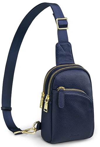 S-ZONE Damen Echtes Leder Brust Umhängetasche RFID-Blockierung Kleine Brusttasche Unisex Sling Bag