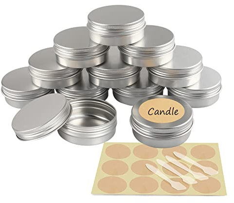 YANCAER 10 Pièces Pots en Aluminium Argenté de 60ml avec Couvercle - D68mm x H27mm Vide Ronde Cosmétiques Pot Conteneurs de Voyage pour Maquillage, Crème, Baume à Lèvres, Mini Bougies