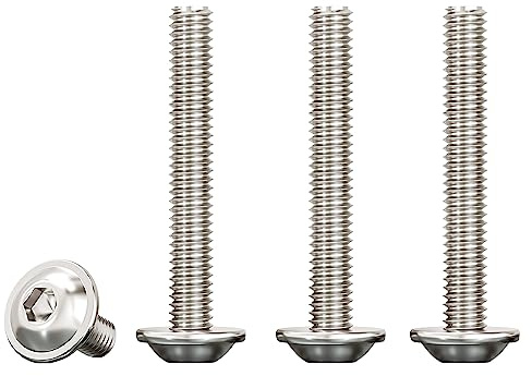 Drenky M5 Button Head Bolts, M5 X 40mm Flange Bolt 304 Stainless Steel Hexagon Pan Head Screws Fully Thread Machine Screws, Rustproof (Pack of 20)