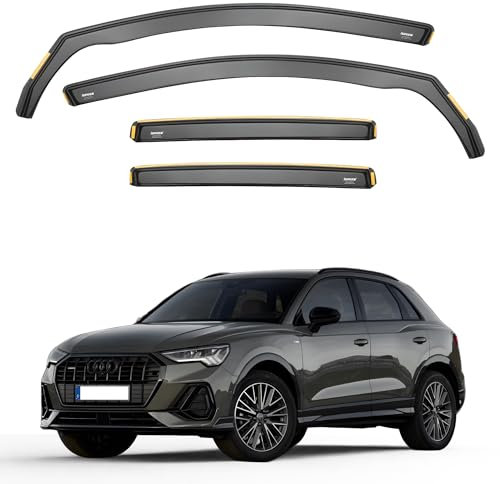iSpeed Premium Wind Deflectors for Audi Q3 MK2 2018 Onwards 5 Doors 4-pc - Keep Your Car Ventilated in Rain - Reduce Wind Turbulence - Tinted, In-Channel Type