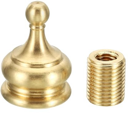 PATIKIL 1 Hoch Messing Lampe Endstücke Kappe Knopf 1 Set Lampe Schraube Halterung Gewindebohrung 1/4-27 für Tisch und Boden Lampenschirm Dekoration Gold Ton