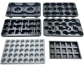 Oakland Gardens Plant Pot Carry Trays Market Transport Tray Round Square Flower Pots Holder-9cm Round Seedling Tray-Holds 20, Pack of 5