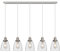 FORCOSO Glass Pendant Lights 5 Lights - Vintage Industrial Ceiling Light with Clear Glass Light Shade, Adjustable Modern Pendant Lighting for Kitchen Island Dining Table - Brushed Nickel(NO Bulbs)