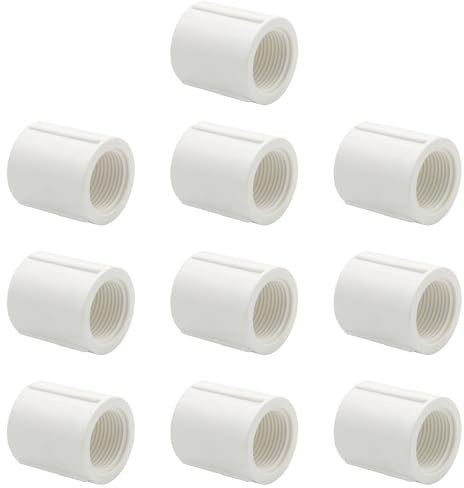 Fitvell Lot de 10 raccords filetés femelle vers femelle en PVC de 3/4