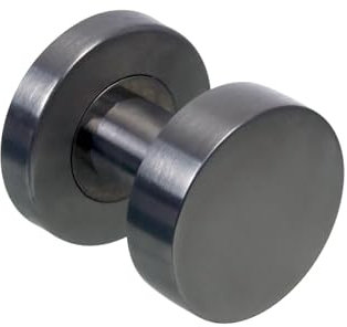 NAJDER Edelstahl Türknopf, Einzeln, Flacher Türknopf, Beweglicher Türgriff, Flacher Knopf auf Rundrosette, Edelstahl Türknauf mit einem Satz Befestigungsschrauben (AISI 304)