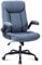 MZLEE Executive Office Chair, Ergonomic Computer Desk Chair Swivel Work Chair with Flip-up Armrest, Adjustable Height, Comfortable for Office Home (Navy Blue)