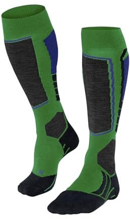 FALKE Herren Skisocken SK2 Intermediate M Kh Wolle Funktionsmaterial warm dick 1 Paar, Grün Grass Green 7014, 44-45
