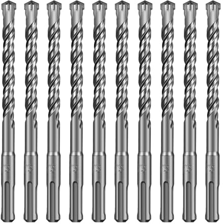SALI SDS Plus Set de forets 10x160mm 10pcs. Set de forets marteau à béton avec 4 pointes en carbure & ; Perçage rapide et précis dans le béton Accessoires marteau perforateur à pierre