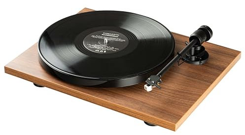 Pro-Ject E1 Phono, Plug & Play Einsteiger Plattenspieler mit elliptischer Tonabnehmernadel, schaltbarer Phono Vorstufe und elektronischer Geschwindigkeitsänderung (AT3600L, Walnuss)
