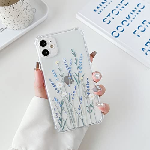 ZTOFERA Case for iPhone 12, Transparent Clear Soft TPU Case with Flower Pattern, Ultra Slim Anti-scratch Silicone Gel Protective Bumper Cover for iPhone 12 (6.1) - Lavender