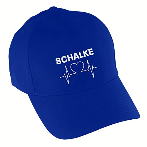 multifanshop Baseballcap - Schalke - Herzschlag - Druck weiß - Mütze Größe one Size blau